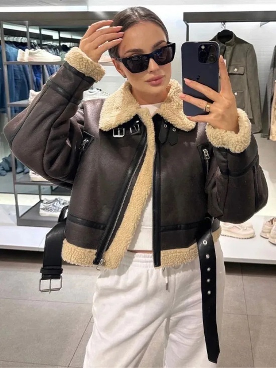 Jason Wu Jackets & Blazers - NWT Jason Wu Aviator Jacket Faux Fur Lined Faux Leather crop jacket